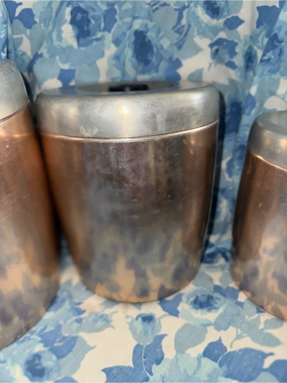 Vintage West Bend pink copper aluminum canister set